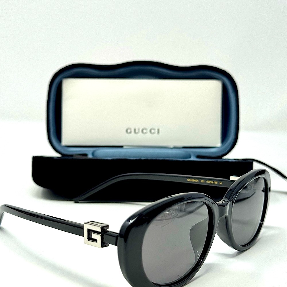 NEW Gucci Women Sunglasses Shiny Black  Oval AUTHENTIC GG1684SA 001 W/CASE